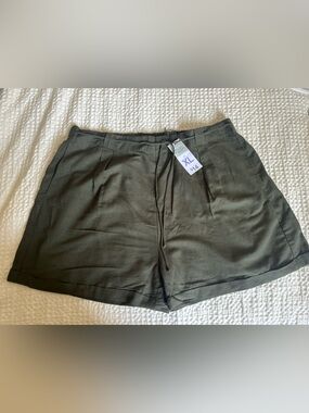 NWT Primark Women's High Waist Olive Drawstring Shorts